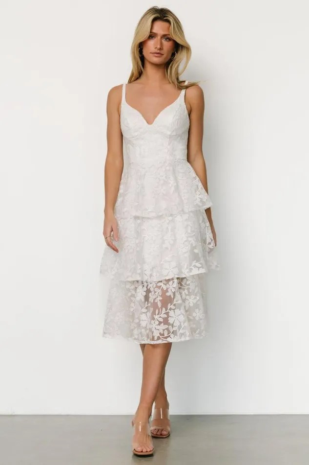 Women Giavanna Tiered Midi Dress Off White Baltic Born Tulle Styles