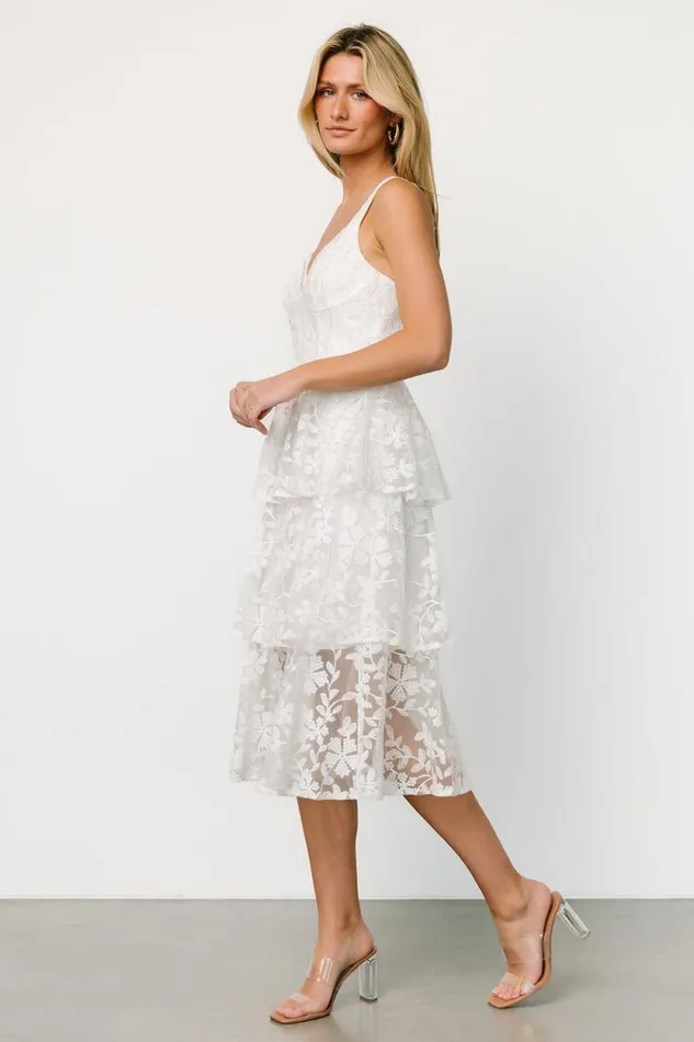 Women Giavanna Tiered Midi Dress Off White Baltic Born Tulle Styles