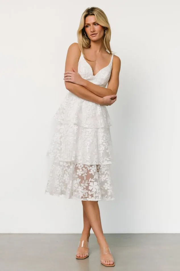 Women Giavanna Tiered Midi Dress Off White Baltic Born Tulle Styles