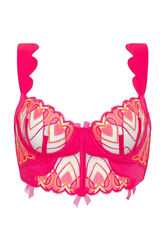 Women Graphic Hearts Bustier Pink For Love and Lemons Lingerie