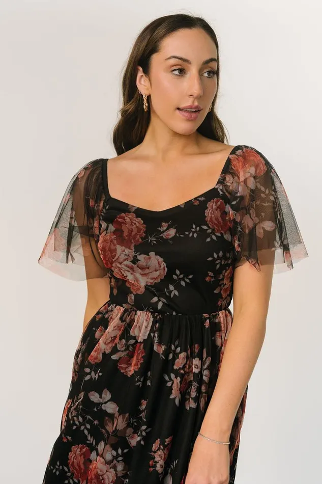 Women Gwyneth Tulle Midi Dress Black Multi Baltic Born The Guest Edit Women Gwyneth Tulle Midi Dress Black Multi Baltic Born The Guest Edit
