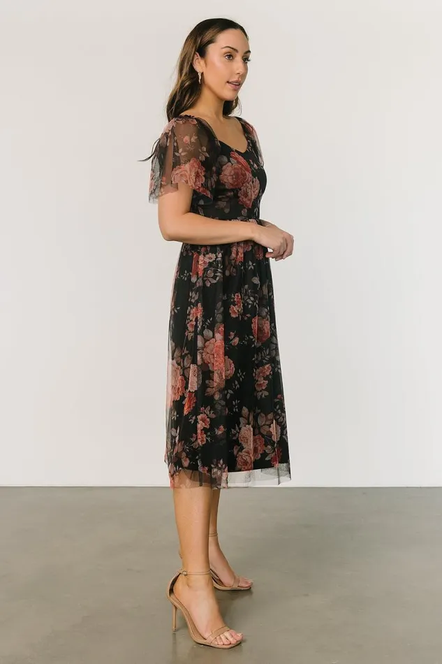 Women Gwyneth Tulle Midi Dress Black Multi Baltic Born The Guest Edit Women Gwyneth Tulle Midi Dress Black Multi Baltic Born The Guest Edit