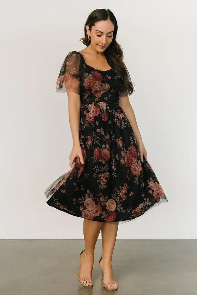 Women Gwyneth Tulle Midi Dress Black Multi Baltic Born The Guest Edit Women Gwyneth Tulle Midi Dress Black Multi Baltic Born The Guest Edit