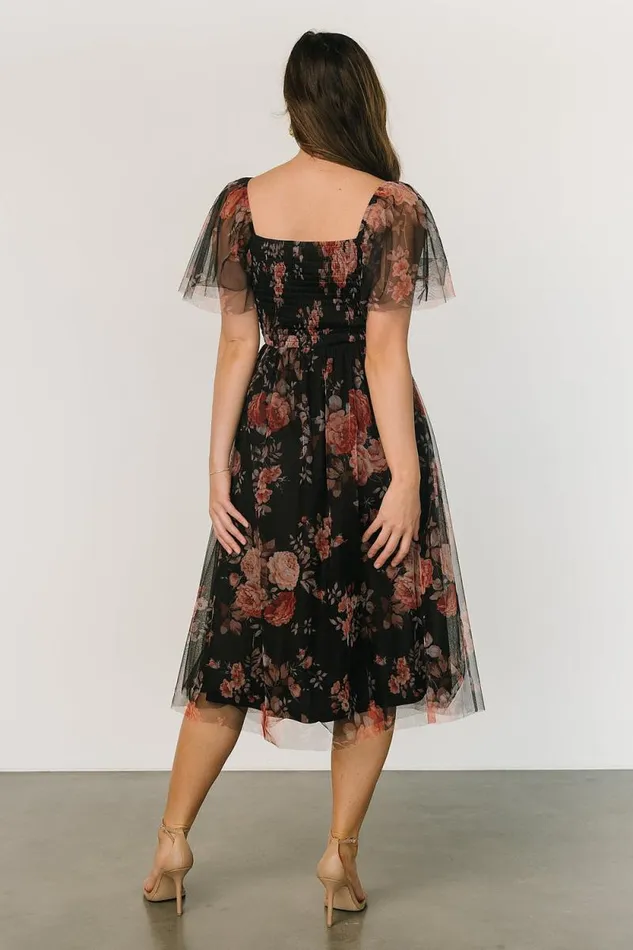 Women Gwyneth Tulle Midi Dress Black Multi Baltic Born The Guest Edit Women Gwyneth Tulle Midi Dress Black Multi Baltic Born The Guest Edit