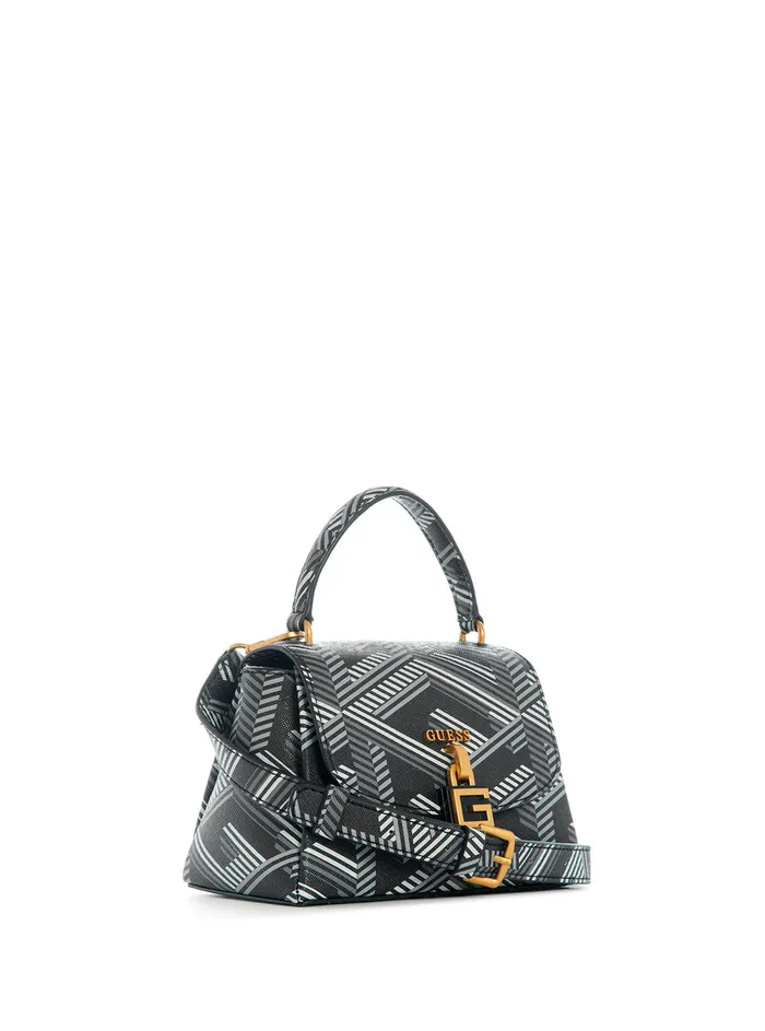Women Half Flap GUESS Black Logo Montreal Mini Crossbody Bag