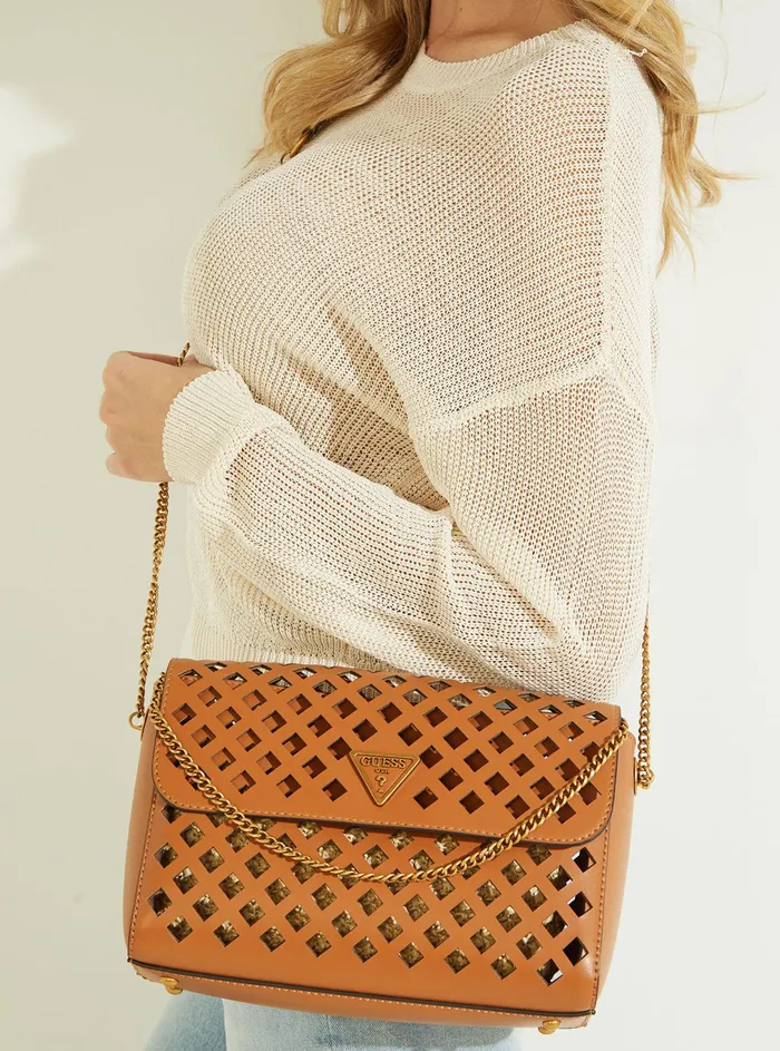 Women Half Flap GUESS Brown Aqua Crossbody Bag