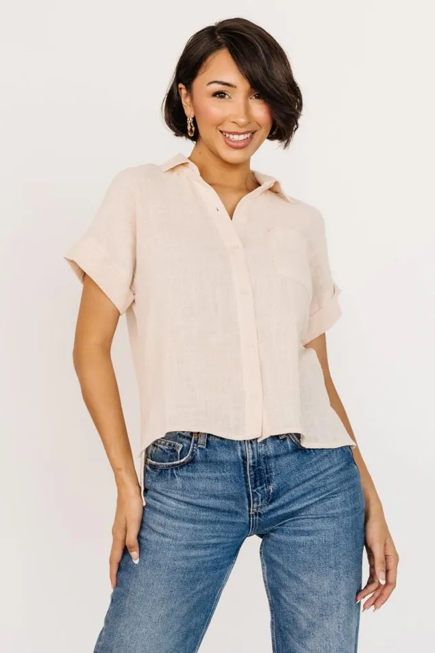 Women Hammond Short Sleeve Top Natural Baltic Born Blouses and Shirts