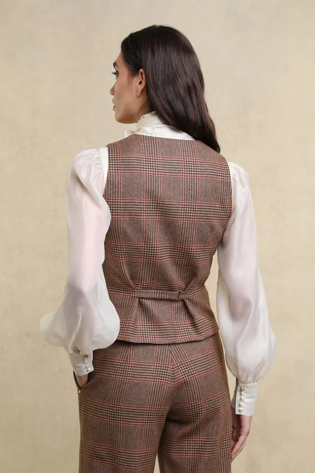 Women Hampton Waistcoat Clarence Check Merlot Holland Cooper Tailoring Women Hampton Waistcoat Clarence Check Merlot Holland Cooper Tailoring