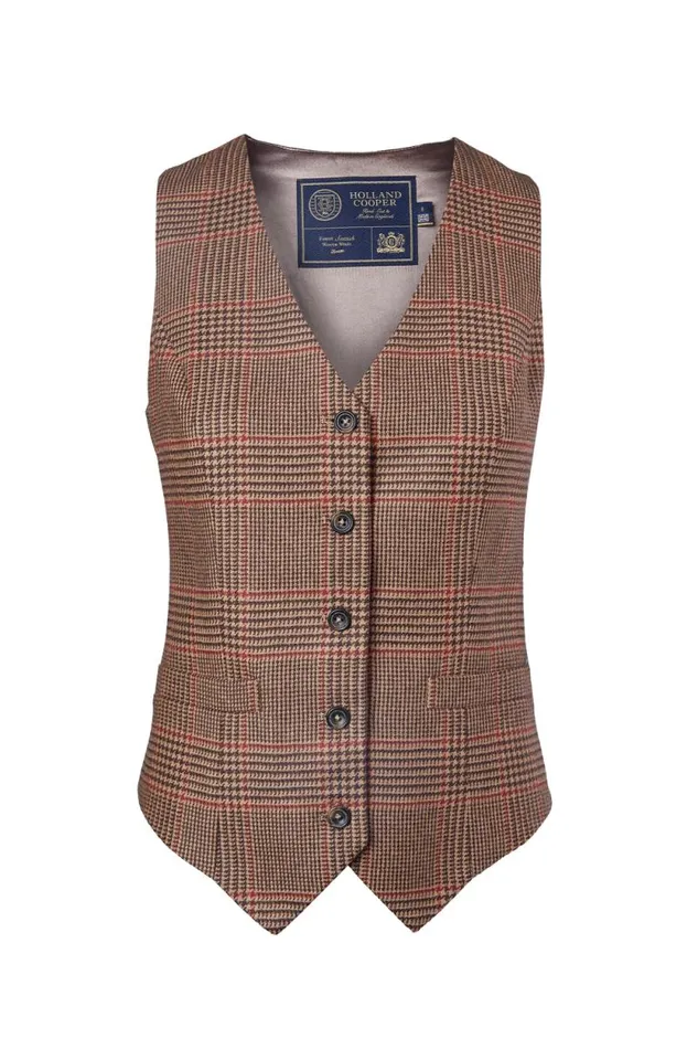 Women Hampton Waistcoat Clarence Check Merlot Holland Cooper Tailoring Women Hampton Waistcoat Clarence Check Merlot Holland Cooper Tailoring