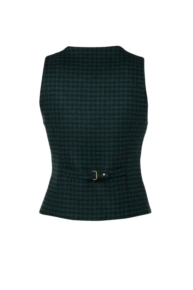 Women Hampton Waistcoat Emerald Houndstooth Holland Cooper Tailoring Women Hampton Waistcoat Emerald Houndstooth Holland Cooper Tailoring