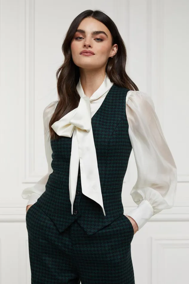 Women Hampton Waistcoat Emerald Houndstooth Holland Cooper Tailoring Women Hampton Waistcoat Emerald Houndstooth Holland Cooper Tailoring