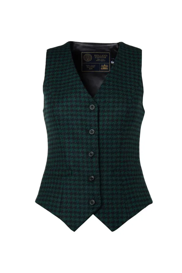 Women Hampton Waistcoat Emerald Houndstooth Holland Cooper Tailoring Women Hampton Waistcoat Emerald Houndstooth Holland Cooper Tailoring
