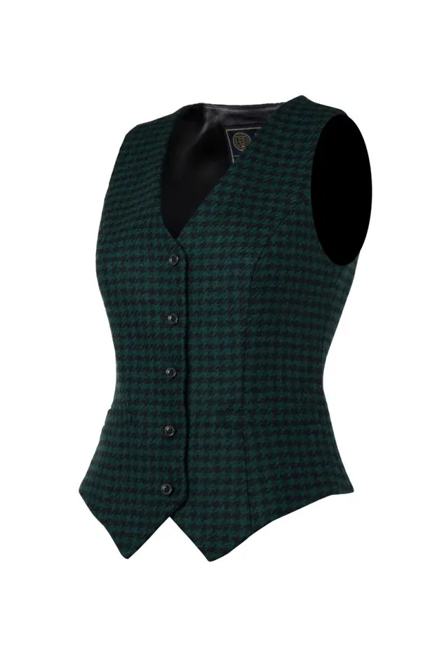 Women Hampton Waistcoat Emerald Houndstooth Holland Cooper Tailoring Women Hampton Waistcoat Emerald Houndstooth Holland Cooper Tailoring
