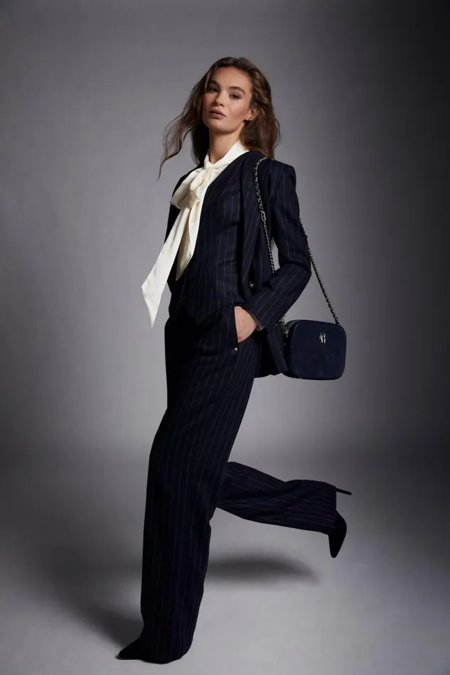 Women Hampton Waistcoat Navy Chalk Pinstripe Holland Cooper Tailoring