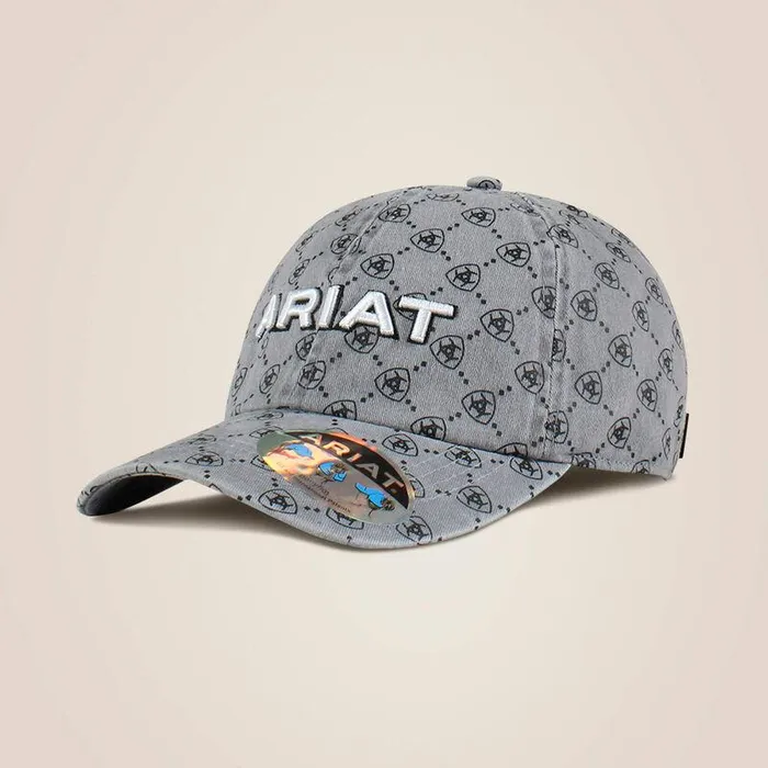 Women Hats and Caps Ariat Shield Logo Print Cap Gray