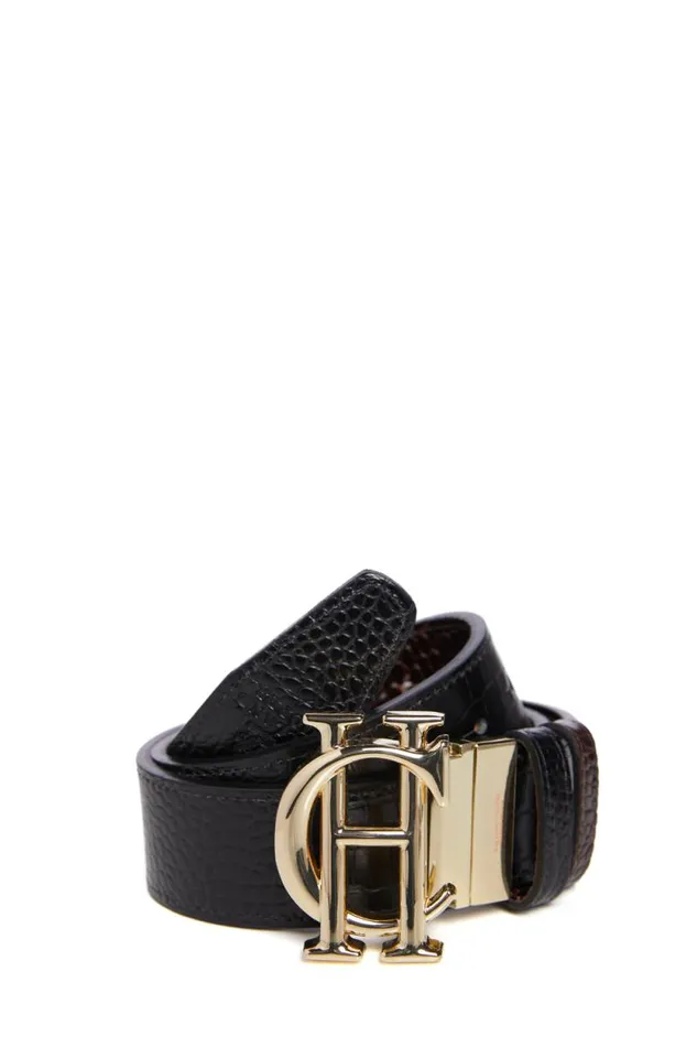 Women HC Classic Belt Reversible Black Chocolate Croc Holland Cooper Belts Women HC Classic Belt Reversible Black Chocolate Croc Holland Cooper Belts