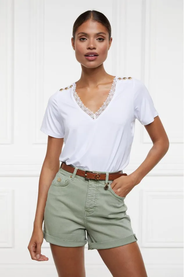 Women High Rise Denim Short Sage Holland Cooper Shorts