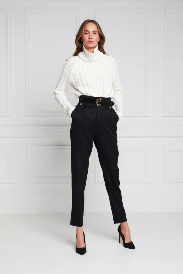 Women High Waisted Peg Trouser Black Barathea Holland Cooper Tailoring