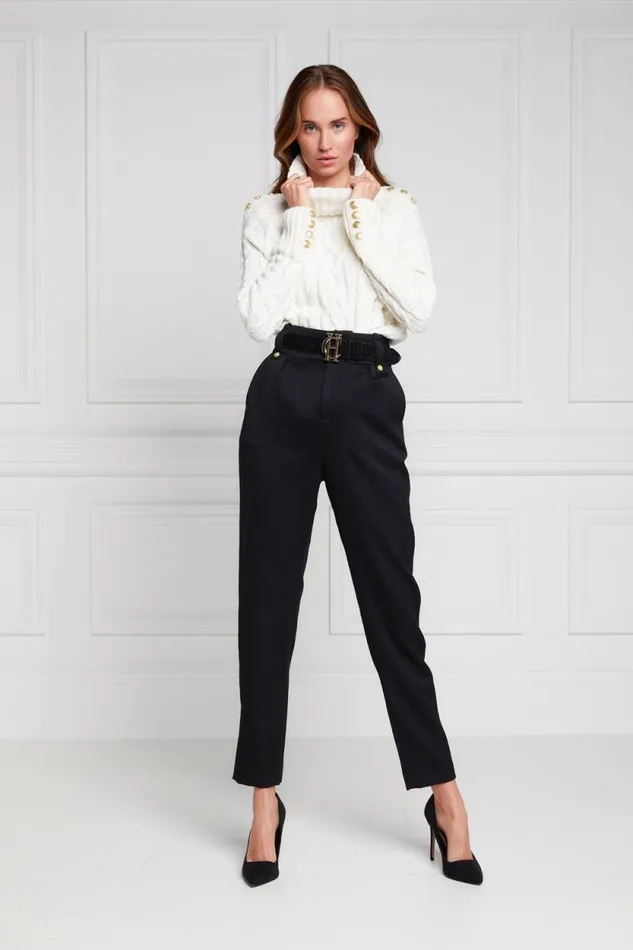 Women High Waisted Peg Trouser Black Barathea Holland Cooper Tailoring Women High Waisted Peg Trouser Black Barathea Holland Cooper Tailoring