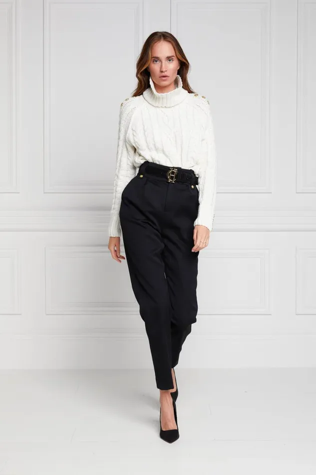 Women High Waisted Peg Trouser Black Barathea Holland Cooper Tailoring Women High Waisted Peg Trouser Black Barathea Holland Cooper Tailoring