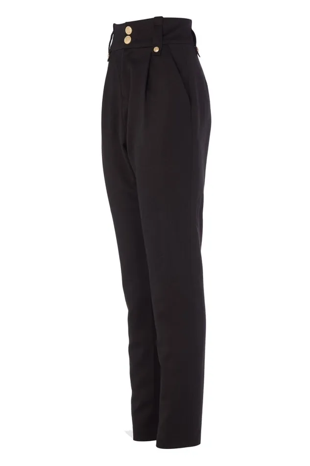 Women High Waisted Peg Trouser Black Barathea Holland Cooper Tailoring Women High Waisted Peg Trouser Black Barathea Holland Cooper Tailoring