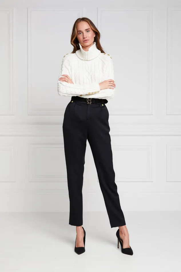 Women High Waisted Peg Trouser Black Barathea Holland Cooper Tailoring Women High Waisted Peg Trouser Black Barathea Holland Cooper Tailoring