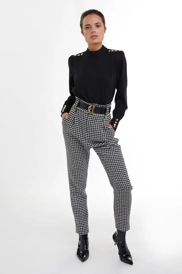 Women High Waisted Peg Trouser Houndstooth Holland Cooper Tailoring Women High Waisted Peg Trouser Houndstooth Holland Cooper Tailoring