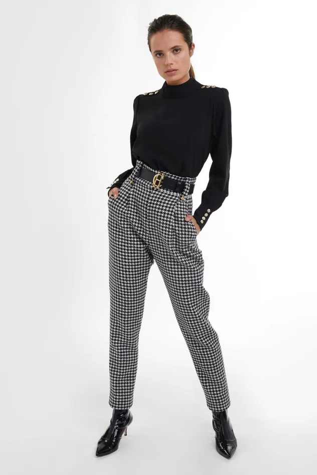 Women High Waisted Peg Trouser Houndstooth Holland Cooper Tailoring Women High Waisted Peg Trouser Houndstooth Holland Cooper Tailoring