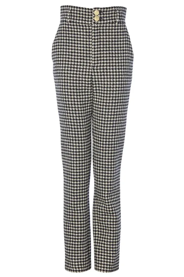 Women High Waisted Peg Trouser Houndstooth Holland Cooper Tailoring Women High Waisted Peg Trouser Houndstooth Holland Cooper Tailoring