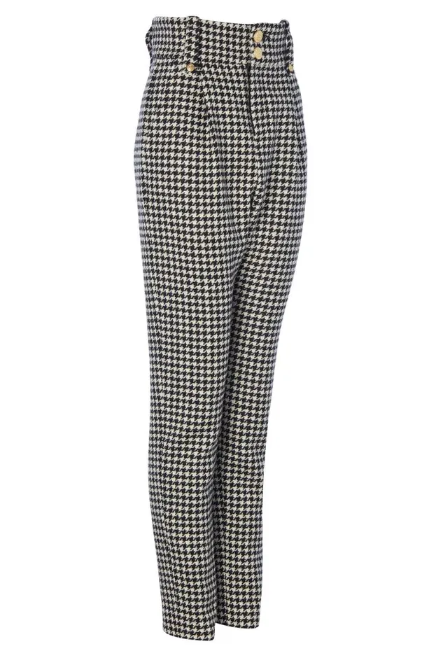 Women High Waisted Peg Trouser Houndstooth Holland Cooper Tailoring Women High Waisted Peg Trouser Houndstooth Holland Cooper Tailoring