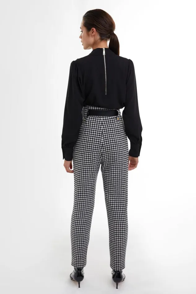 Women High Waisted Peg Trouser Houndstooth Holland Cooper Tailoring Women High Waisted Peg Trouser Houndstooth Holland Cooper Tailoring