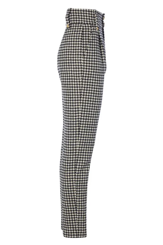 Women High Waisted Peg Trouser Houndstooth Holland Cooper Tailoring Women High Waisted Peg Trouser Houndstooth Holland Cooper Tailoring