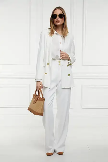 Women High Waisted Straight Trouser Oyster Linen Holland Cooper Trousers Women High Waisted Straight Trouser Oyster Linen Holland Cooper Trousers