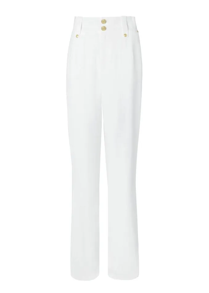 Women High Waisted Straight Trouser Oyster Linen Holland Cooper Trousers Women High Waisted Straight Trouser Oyster Linen Holland Cooper Trousers