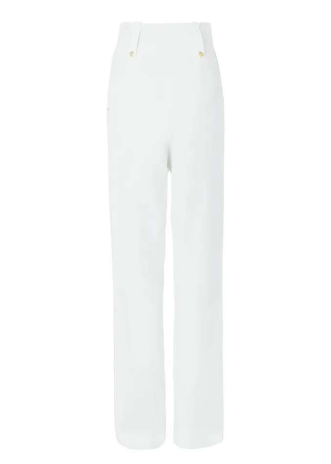Women High Waisted Straight Trouser Oyster Linen Holland Cooper Trousers Women High Waisted Straight Trouser Oyster Linen Holland Cooper Trousers