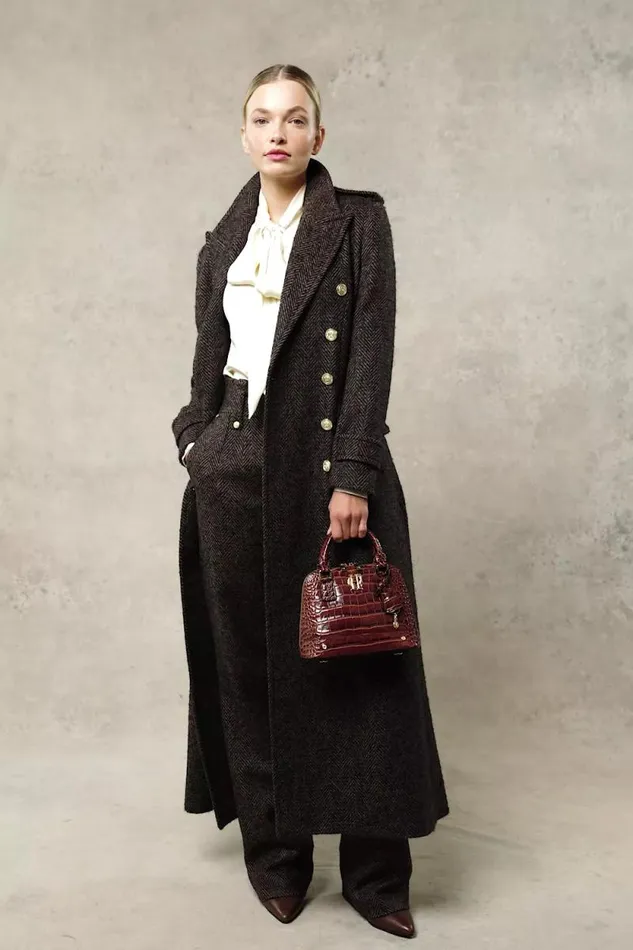 Women High Waisted Straight Trouser Walnut Herringbone Holland Cooper Tailoring Women High Waisted Straight Trouser Walnut Herringbone Holland Cooper Tailoring