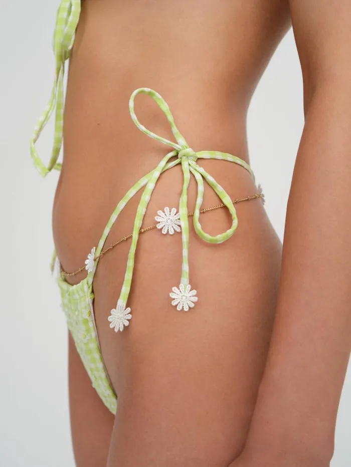 Women Hilary String Bikini Bottom Green For Love and Lemons Swim
