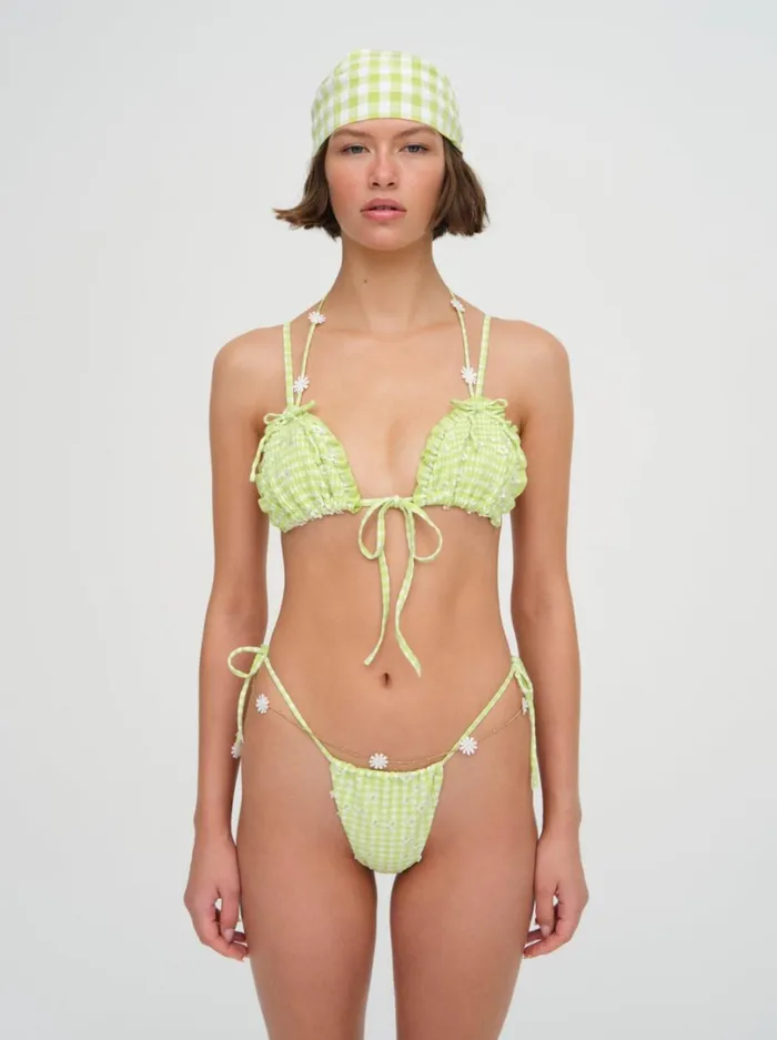 Women Hilary String Bikini Bottom Green For Love and Lemons Swim