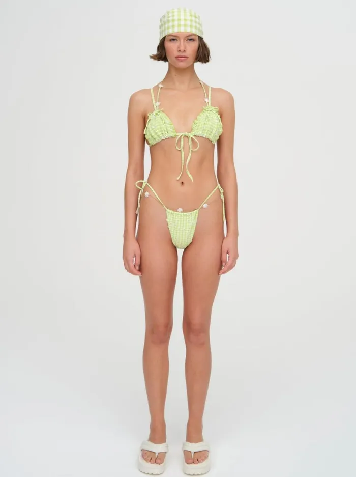 Women Hilary String Bikini Bottom Green For Love and Lemons Swim