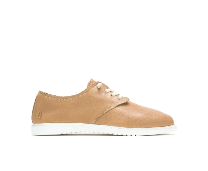 Women Hush Puppies Everyday Lace Up Tan Leather Sneakers