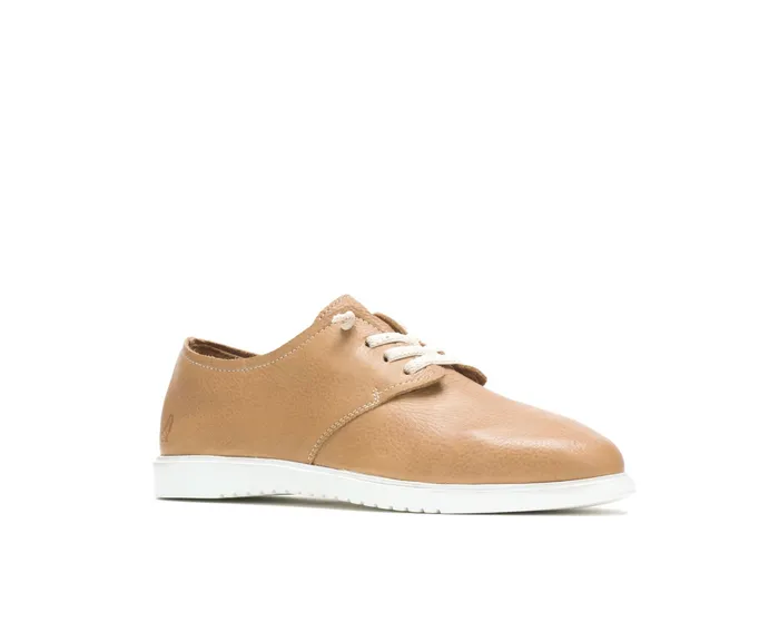 Women Hush Puppies Everyday Lace Up Tan Leather Sneakers