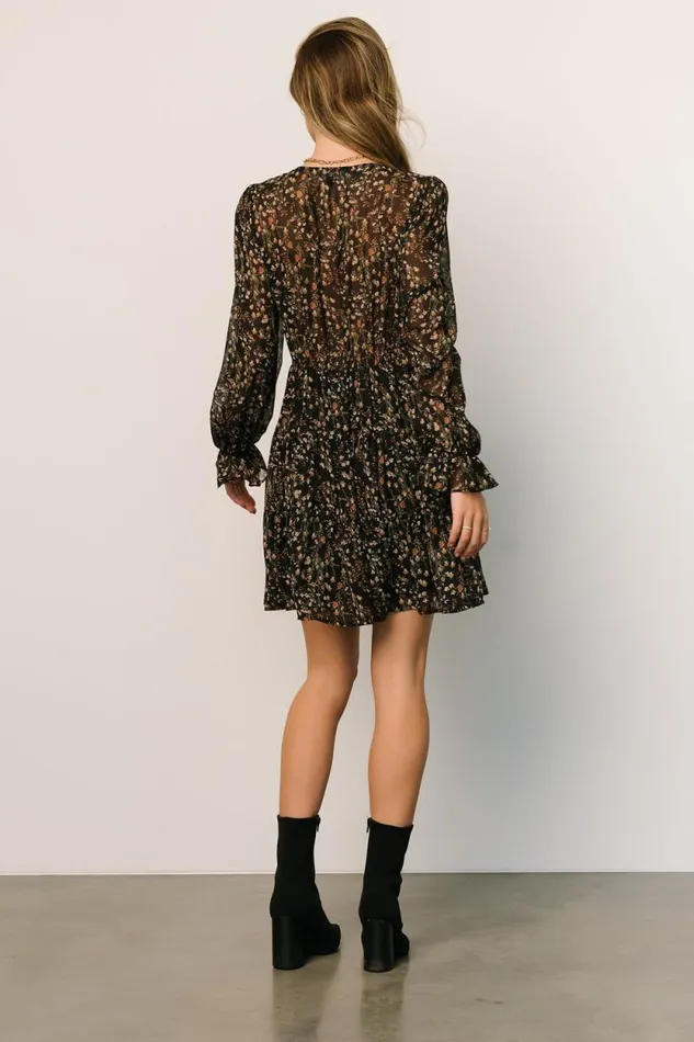 Women Huxley Tiered Short Dress Black Multi Floral Baltic Born Short Dresses Women Huxley Tiered Short Dress Black Multi Floral Baltic Born Short Dresses
