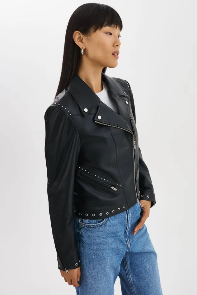 Women IDETTA Leather Biker Jacket Black LAMARQUE Leather Jackets Women IDETTA Leather Biker Jacket Black LAMARQUE Leather Jackets