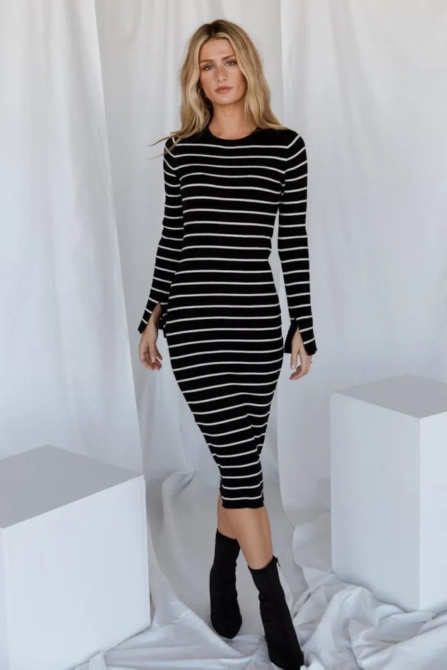 Women Iggy Sweater Dress Black Ivory Baltic Born Midi Dresses