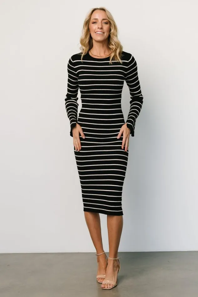Women Iggy Sweater Dress Black Ivory Baltic Born Midi Dresses Women Iggy Sweater Dress Black Ivory Baltic Born Midi Dresses