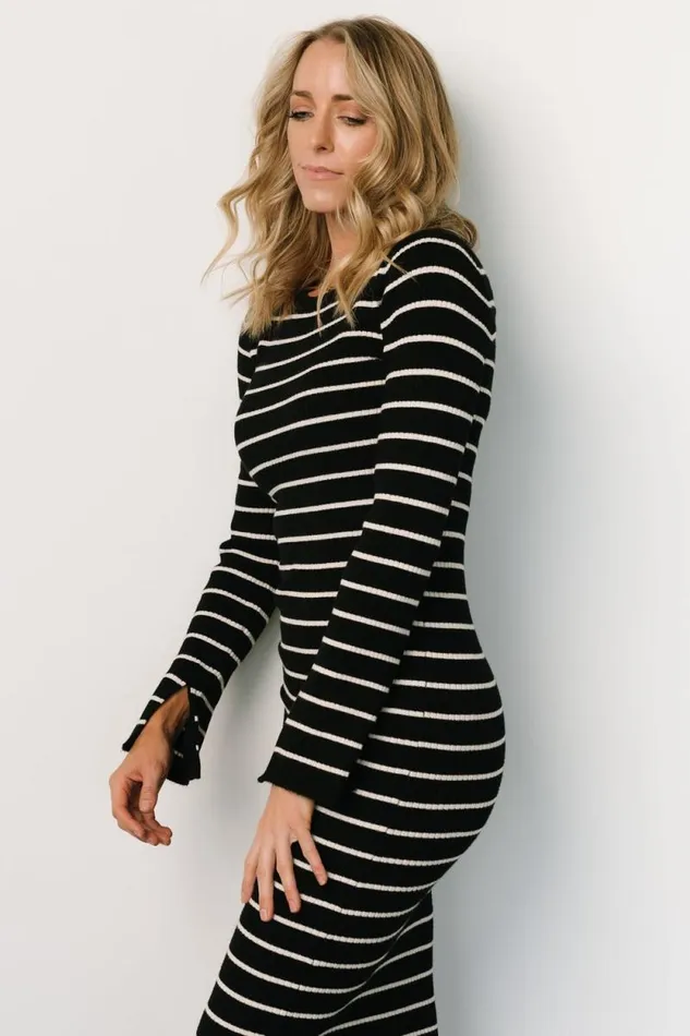 Women Iggy Sweater Dress Black Ivory Baltic Born Midi Dresses Women Iggy Sweater Dress Black Ivory Baltic Born Midi Dresses