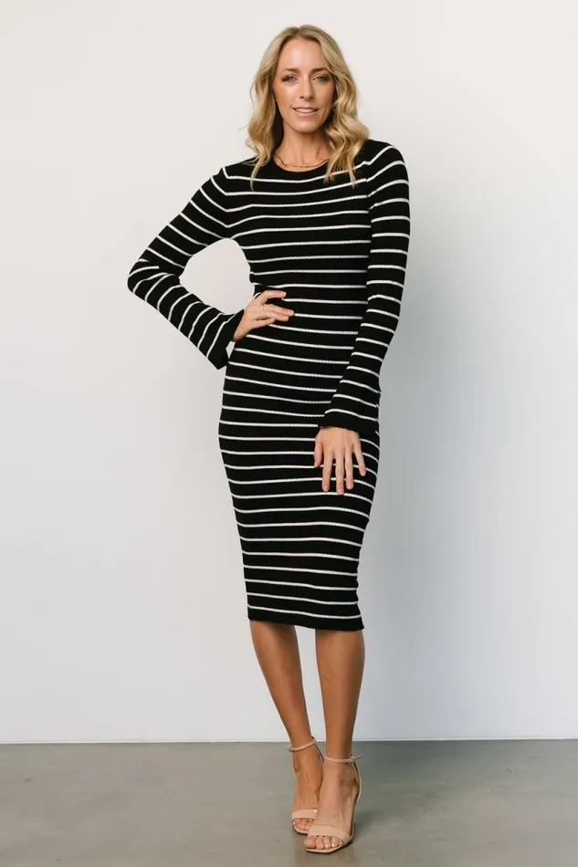 Women Iggy Sweater Dress Black Ivory Baltic Born Midi Dresses Women Iggy Sweater Dress Black Ivory Baltic Born Midi Dresses