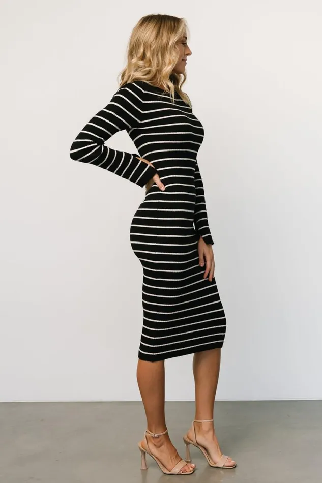 Women Iggy Sweater Dress Black Ivory Baltic Born Midi Dresses Women Iggy Sweater Dress Black Ivory Baltic Born Midi Dresses