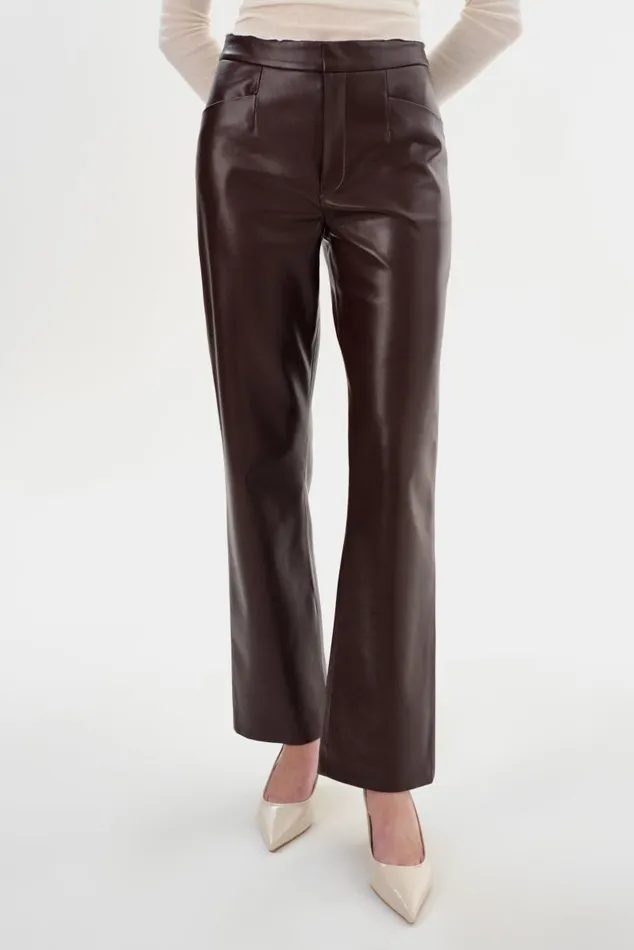 Women IMANI Recycled Leather Trousers Mahogany LAMARQUE Pants and Shorts