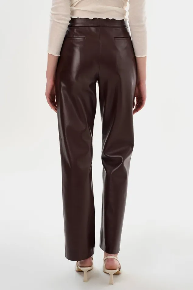 Women IMANI Recycled Leather Trousers Mahogany LAMARQUE Pants and Shorts